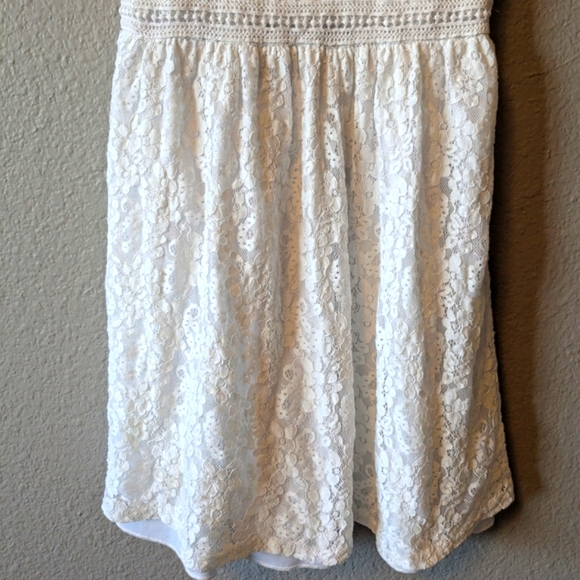 Francesca's Mi Ami White Lace Crotchet Skeeveless Mini Summer Dress Sz. S - Picture 8 of 11